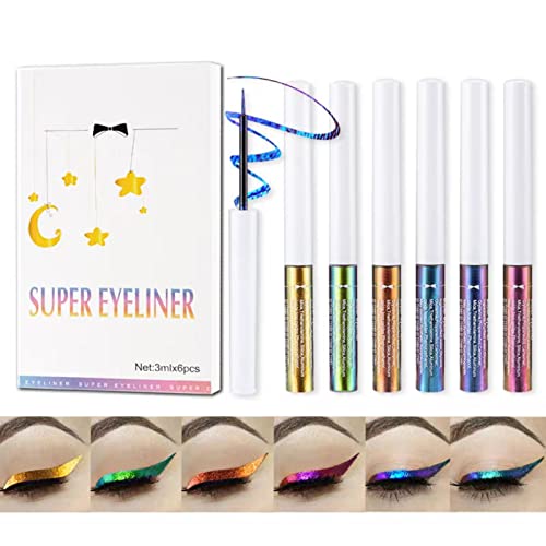 Allbestaye Chameleon Liquid Eyeliner, Highly Pigmented Intense Color Shifting, Waterproof Long Lasting Eye Makeup with Ultra-Fine Tip Metallic Multi-Reflective Finish Eye Liner (6 color set) von Allbestaye