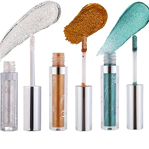 Allbestaye Glitter Flüssiger Lidschatten – 12 Farben Lang anhaltender Wasserfester Metallic Shining Shimmer Lidschatten – Mädchen Silber Flüssiger Lidschatten für Party Festival Makeup Beauty (T31314) von Allbestaye