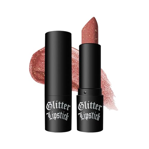 Glitzer-Lippenstift, langlebig, wasserfest, glitzernd, schimmernd, metallischer Glitzer-Lipgloss, Diamant-glänzender roter Lippenstift, Glimmer-Glow-Lipgloss für Frauen-Lippen-Make-up von Allbestaye