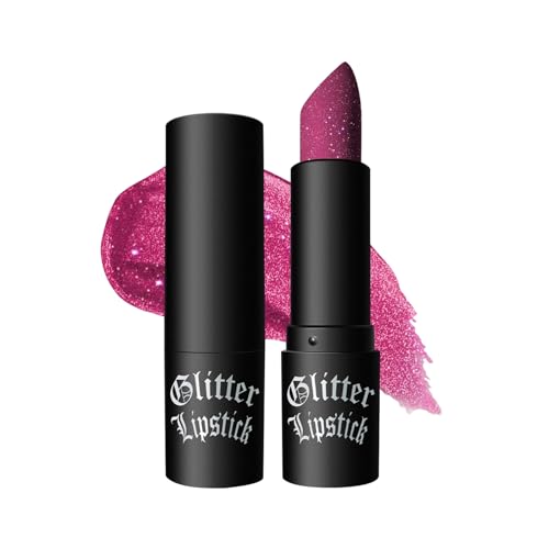 Glitzer-Lippenstift, langlebig, wasserfest, glitzernd, schimmernd, metallischer Glitzer-Lipgloss, Diamant-glänzender roter Lippenstift, Glimmer-Glow-Lipgloss für Frauen-Lippen-Make-up von Allbestaye