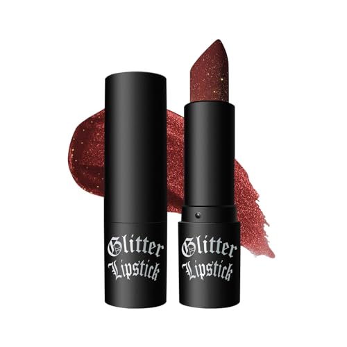 Glitzer-Lippenstift, langlebig, wasserfest, glitzernd, schimmernd, metallischer Glitzer-Lipgloss, Diamant-glänzender roter Lippenstift, Glimmer-Glow-Lipgloss für Frauen-Lippen-Make-up von Allbestaye