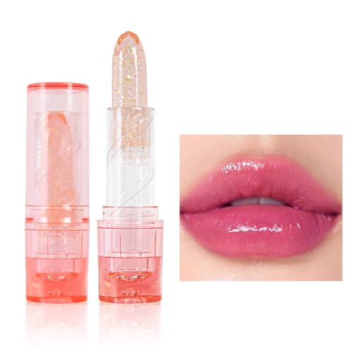 Jelly Lippenstift, 2 in1 Schimmernder Lippenstift und Lip Balm, Temperature Farbwechsel Glänzender lippenpflege, Hydratisierte Lippen, Glänzendes Finish für Rissige, Trockene und Spröde Lippen von Allbestaye