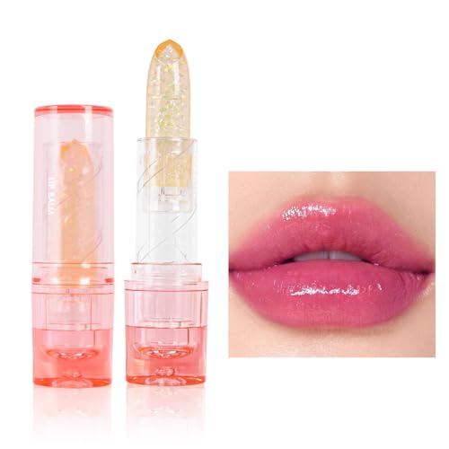 Jelly Lippenstift, 2 in1 Schimmernder Lippenstift und Lip Balm, Temperature Farbwechsel Glänzender lippenpflege, Hydratisierte Lippen, Glänzendes Finish für Rissige, Trockene und Spröde Lippen von Allbestaye