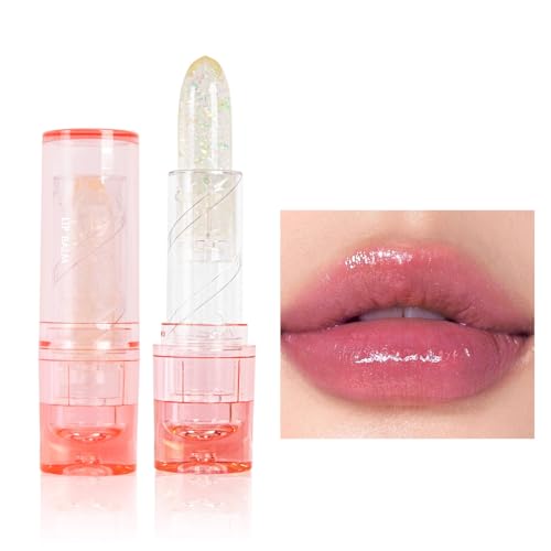 Jelly Lippenstift, 2 in1 Schimmernder Lippenstift und Lip Balm, Temperature Farbwechsel Glänzender lippenpflege, Hydratisierte Lippen, Glänzendes Finish für Rissige, Trockene und Spröde Lippen von Allbestaye