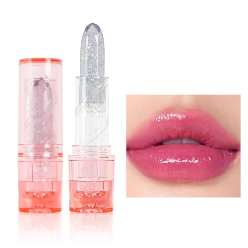 Jelly Lippenstift, 2 in1 Schimmernder Lippenstift und Lip Balm, Temperature Farbwechsel Glänzender lippenpflege, Hydratisierte Lippen, Glänzendes Finish für Rissige, Trockene und Spröde Lippen von Allbestaye