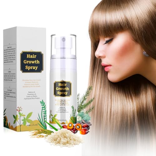 Natürliches Haaröl Spray zum Haarwachstum Beschleunigen mit Batana Öl Rosmarinöl Rizinusöl Reiswasser Biotin und Koffein, Verdichtendes Haarölspray für Männer und Frauen 60 ml von Allbestaye