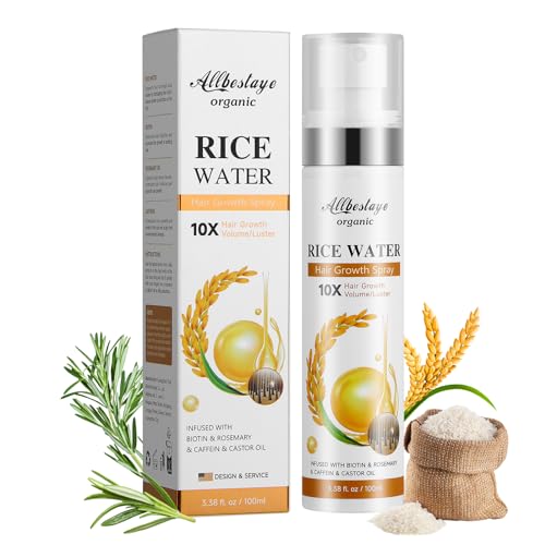 Rosmarinöl für Haarwachstum Beschleunigen, Haarwachstum Serum Spray, Haarwuchsmittel für Gegen Haarausfall Frau & Männer mit Rosemary Oil for Hair, Rice Water, Biotin, Rizinusöl 100 ml von Allbestaye