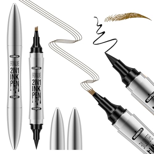 Wasserdichter Augenbrauenstift mit 4 Gabelspitzen, 2 in 1 Microblading Eyebrow Pencil, 3D Wischfest Brauenstift Erzeugt Natürlich Aussehende Brauen (Dunkelbraun) Wasserdichter Augenbrauenstift mit 4 Gabelspitzen, 2 in 1 Microblading Eyebrow Pencil, 3D Wischfest Brauenstift Erzeugt Natürlich Aussehende Brauen (Dunkelbraun) von Allbestaye