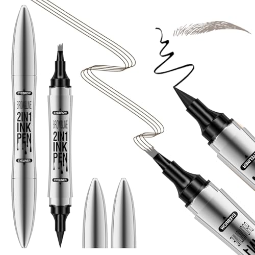 Wasserdichter Augenbrauenstift mit 4 Gabelspitzen, 2 in 1 Microblading Eyebrow Pencil, 3D Wischfest Brauenstift Erzeugt Natürlich Aussehende Brauen (Grau) Wasserdichter Augenbrauenstift mit 4 Gabelspitzen, 2 in 1 Microblading Eyebrow Pencil, 3D Wischfest Brauenstift Erzeugt Natürlich Aussehende Brauen (Grau) von Allbestaye
