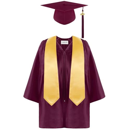 Allbestop Abschlusskleid Kinder Graduation Talar 4Pcs Graduation Robe Set Abschluss-Bachelor-Uniform Doktorhut 2025 Abschluss Hut Kinder Graduierung Bachelor BüHne Leistung Kleid von Allbestop