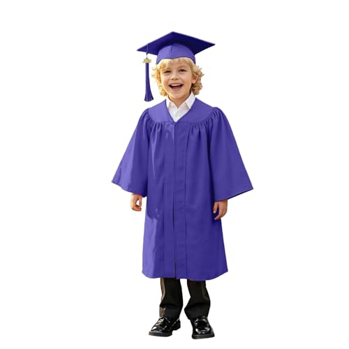 Allbestop Abschlusskleid Set Für Kinder Abschluss Uniform Graduation Present Talar Mit 2025 Hut Und Quaste Magier Robe Absolventenhut Kostüme 6-7 Jahre von Allbestop