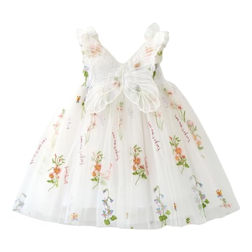 Allbestop Baby Mädchen Kleidung Ärmellos Prinzessin Kleid Floral Ärmelloses Kleid Für Baby Prinzessin Mädchen Blumenmädchenkleider Tüll Schmetterling Kleinkind Sommer Outfit von Allbestop