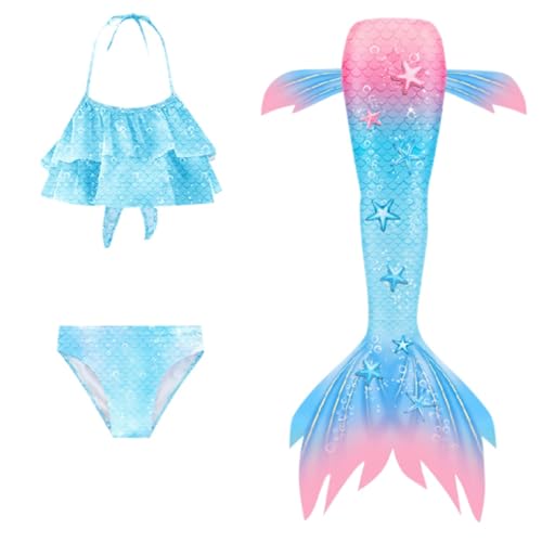 Allbestop Badeanzug Kinder Mädchen Burkini Mädchen Kind Badeanzug 3 Teiliges Set Für Kinder 3 Piece Girls Swimsuit Bathing Suits Bikini Set Verstellbarer Schultergurt Tankini Hip Hop Outfit 140 von Allbestop