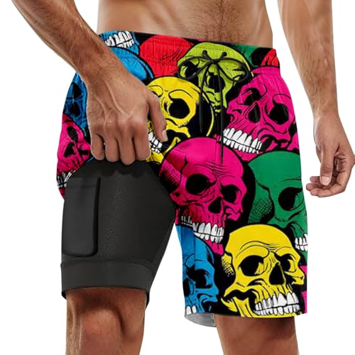 Allbestop Badehose Lang Herren 2 In 1 Badeshorts mit Kompression Atmungsaktiv Badeshorts mit Innenhose Tasche Schnelltrocknend Atmungsaktiv Swim Shorts Schwimmhose Herren Lang Outfit 4XL von Allbestop
