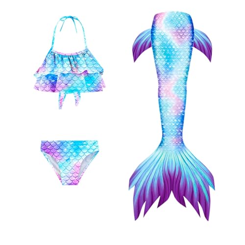 Allbestop Blumendruck Bademode Bikinis Für Mädchen Schwimmanzug Mädchen Kinder Badeanzug Kostüm Unterwasserwelt Kinder Bikini Jugendliche Dreiteiliges Tankini Set Für Girls Swimsuit 130 von Allbestop