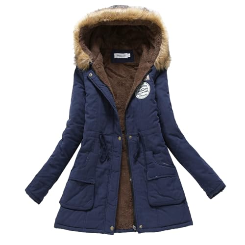 Allbestop Damen Jacken,GefüTtert Dicker Fleecejacke Damen Winter FrüHjahr Wollmantel Damen Warm Lang Gefüttert Elegant Schwarz Steppmantel Winterjacke Damen Damen Lang Jacke Mit Plüsch Windbreaker von Allbestop