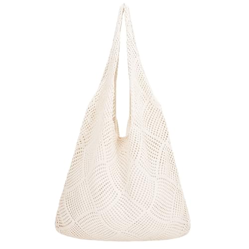 Allbestop Gehäkelte Mesh Strand Crochet Bag, Große Gehäkelte Beach Bag Mit Mesh-Design Geflochtene Tasche Für Den Sommer Umhängetasche Handtasche Shopper Tasche Tote Shopper Damen Damen-Shopper von Allbestop