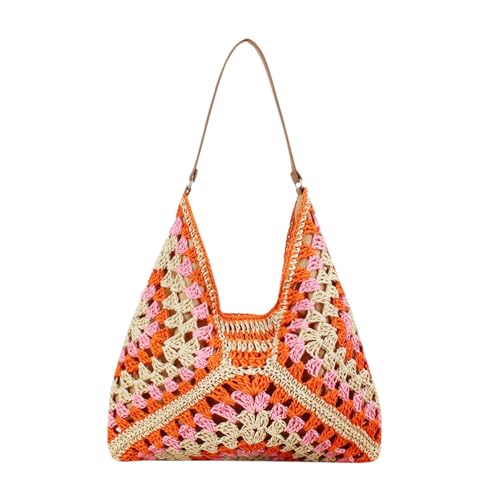 Allbestop Gehäkelte Strandtasche Damen, Gehäkelte Tasche Strandtasche Umhängetasche Netz-Stricktasche Damen Gehäkelt Umhängetasche Bikini Bag Boho Tragetasche Damen-Shopper von Allbestop