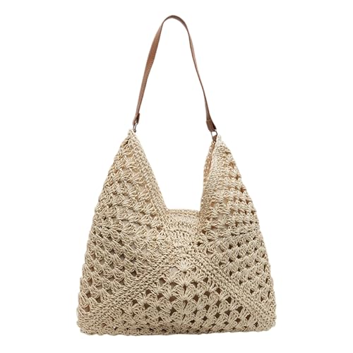 Allbestop Gestrickte Tasche, Boho Sommer Urlaub Umhängetasche Boho Umhängetasche Tote Bag Damen Stroh Schultertasche Handtasche Bags For Women Beuteltasche Damen Damen-Shopper von Allbestop
