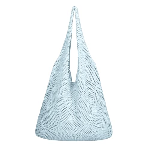 Allbestop Häkeltasche Für Damen, Boho Sommer Urlaub Umhängetasche Damen-Strick Häkeltasche Damen Stroh Schultertasche Handtasche Boho Tote Bag Shopper Tasche Groß Modische Accessoires von Allbestop