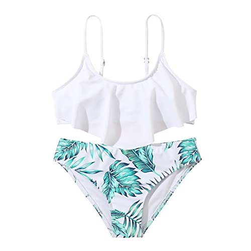 Allbestop Hautfreundlich Atmungsaktiv Bikinis Für Mädchen Sportbikini Badeanzug Baby Junge Blumendruck Tankini Set Sommer Blumendruck Strand Surf Bademode Kinder Ärmel Schwimmanzug Mädchen Badehose von Allbestop