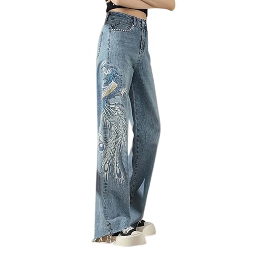 Allbestop High Waist Stretch Weites Bein Jeans Damen Hose Y2K Skinny Bootcut Denim Hosen Casual Schlaghose Rockiges Outfit Jeanshosen Lockere Passform XXL von Allbestop