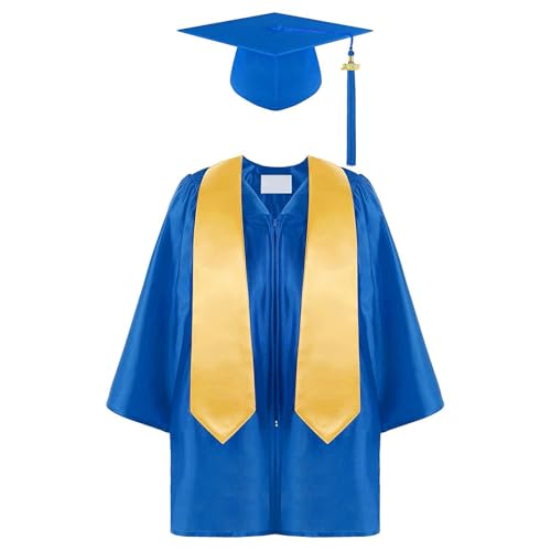 Allbestop Kinder Abschluss Akademischer Talar Talar Und Doktorhut Graduation Gown Schulabschluss Geschenk Doktorhut 2025 Abschluss Hut Kinder Graduierung Bachelor BüHne Leistung Kleid von Allbestop
