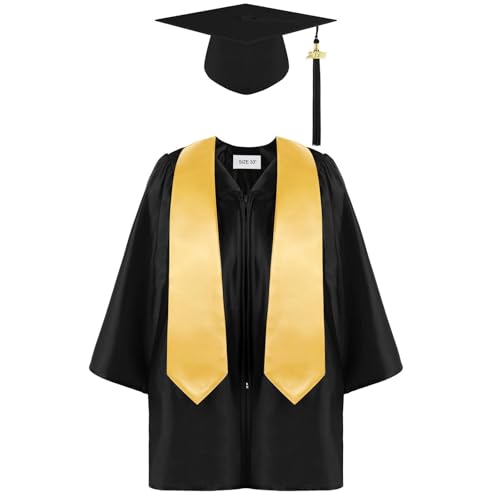 Allbestop Kinder Abschluss Talar Und Doktorhut Abschluss Talar Mit Doktorhut Und Quaste 2025 Graduation Abschlussfeier Zubehör Doktorhut Und Quaste Unisex Congrats Grade Outfit Mit Quaste von Allbestop