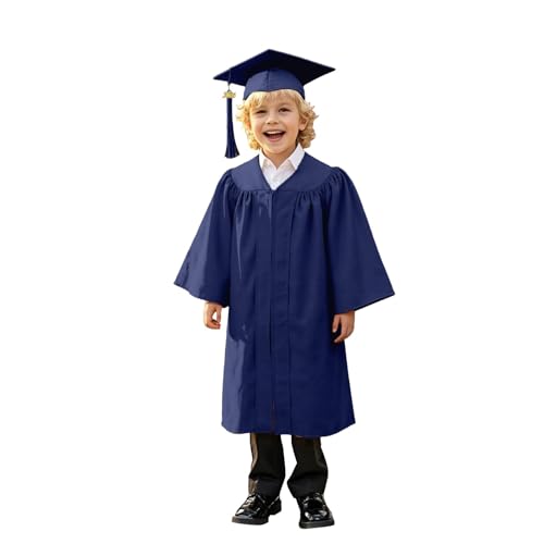 Allbestop Kinder Abschlusskappe Und Abschlusskleid Kindergarten Abschluss Talar Und Hut Graduation Robe Akademisch Talar Outfit 2025 Bequeme Robe Universell Doktorhut 2025 Abschluss Set 9-10 Jahre von Allbestop