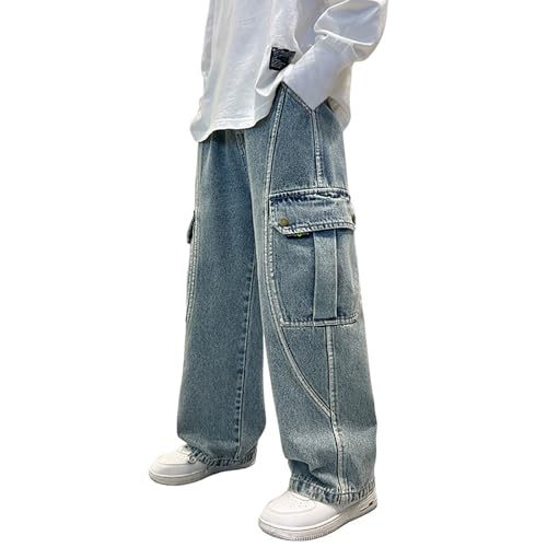 Allbestop Kinderjeans Jungen Jungs Jeanshose Denim-Vintage-Hose Lässige Jeans Mit Weitem Bein Cargo Lang Flare Freizeithose Pants Lockere Passform Streetwear Lockere Passform 170 Allbestop Kinderjeans Jungen Jungs Jeanshose Denim-Vintage-Hose Lässige Jeans Mit Weitem Bein Cargo Lang Flare Freizeithose Pants Lockere Passform Streetwear Lockere Passform 170 von Allbestop
