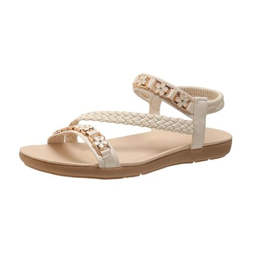 Allbestop Sandalen Damen Flach Elegant Römersandalen Sommerschuhe Damenschuhe Elegant Und Bequem Sandaletten Damen Sommer Elegant Boho Flache Sandalen Mit Strass Schuhe Sandals Women 38 von Allbestop
