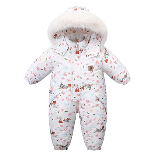 Allbestop Schneeanzüge Für Baby-Mädchen Softshell-Overall Unisex Winter-Schneeanzug Für Babys Kapuze Strampler Baby Skianzug Winterjacke Mädchen Babykleidung Jungen von Allbestop