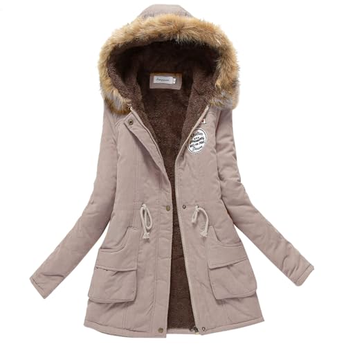 Allbestop Steppjacke Damen-Jacken,Übergangsjacken Casual Warm Wintermantel Outwear Slim Fit Strickjacken Mantel Oversize Mode Winterjacke Gepolsterter Damen Leicht Daunenjacken Mit Kapuzen Windbreaker von Allbestop