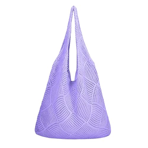 Allbestop Strandtasche Damen, Große Gehäkelte Beach Bag Mit Mesh-Design Vintage Mesh Strohtasche Damen Stroh Schultertasche Handtasche Hobo Bag Stricktasche Damen-Shopper von Allbestop