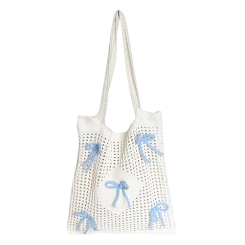 Allbestop Strandtasche Damen, Sommer Urlaub Ästhetische Strick Boho Damen Große Kapazität Tote Bag Handtasche Braun Beach Bags For Women Flechttasche Damen-Shopper von Allbestop