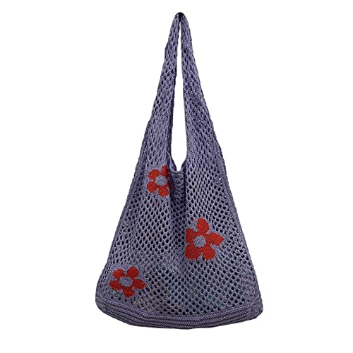Allbestop Strandtasche Damen Sommer Boho, Elegante Handtasche Damen Stricken Häkeltaschen Für Frauen Umhängetasche Handtasche Tote Bag Boho-Damen-Schultertasche Strand von Allbestop