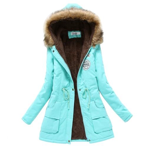 Allbestop Übergangsjacke Damen Lang,GefüTtert Dicker Fleecejacke Warme Damen Winter Jacke Elegant Flauschig Mantel Lang Winterjacke Mantel Gepolsterter Leicht Daunenjacken Mit Kapuzen Lange Mäntel von Allbestop
