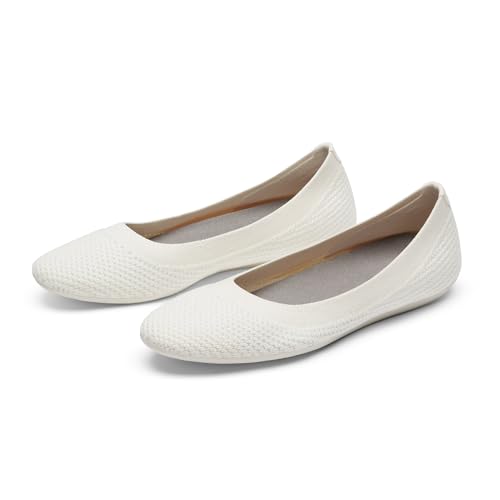 Allbirds Damen Tree Breezers Knit Ballerinas Slip-On Everyday Round Toe Schuhe Maschinenwaschbar Hergestellt aus natürlichen Materialien, Naturweiß (natürliche weiße Sohle), 40 EU von Allbirds