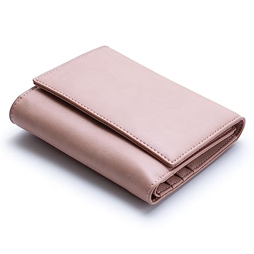 Alldaily Trifold kleine RFID-blockierende Brieftasche, schlankes Kreditkartenetui mit Reißverschlusstasche, dunkelrosa, Kompakt von Alldaily