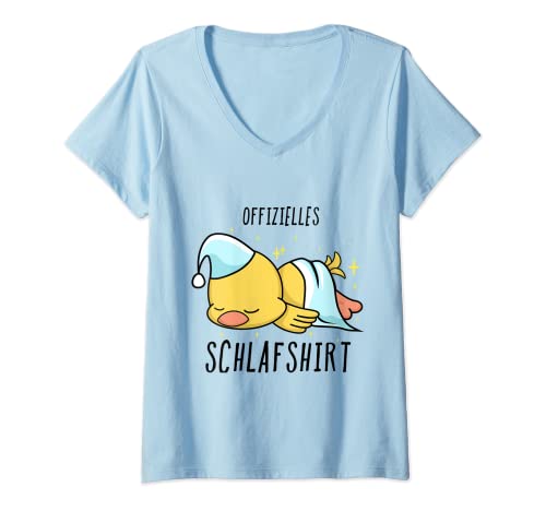 Damen Ente Pyjama Schlafanzug T-Shirt mit V-Ausschnitt von Alle Ente Angebote