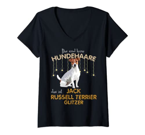 Damen Das sind keine Hundehaare das ist Jack Russell Ter T-Shirt mit V-Ausschnitt von Alle Jack Russell Terrier Angebote