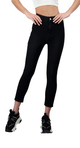 Alleben Lydia Skinny Jeans - Hochtaillierte Jeans Damen - Flexible Stretch-Jeggings - Größe 28 – Schwarz von Alleben