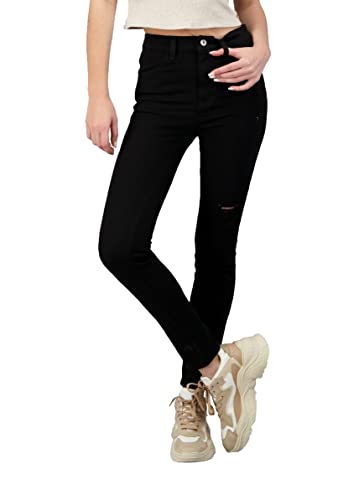 Alleben Pure Skinny Jeans - Hochtaillierte Jeans Damen - Flexible Stretch-Jeggings - Größe 32 - Schwarz von Alleben