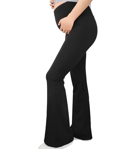 Alled Schwangerschafts Leggings Damen, Umstandshosen Hose für Arbeit Sporthose Blickdicht, Mutterschaft Yoga Hosen Stretchy über dem Bauch von Alled