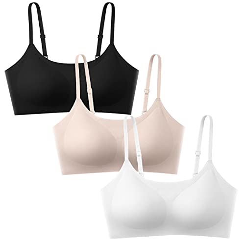 Alleen Damen Gepolsterter BH Ohne Bügel Unterwäsche Bustier Cami Top BH 3-teiliger (Schwarz+Weiß+Hautfarbe, L) von Alleen