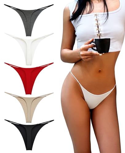 Alleen Damen String Tanga Set Underwear Niedrige Taille Thong 5er Pack Set(Mehrfarbig, L) von Alleen