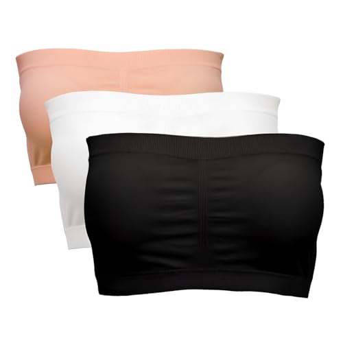 Alleen Damen Trägerlos Gepolster BH Atmungsaktiv Stretch Bra Ohne Bügel Nahtlos Bandeau (M, Mehrfarbig1) von Alleen