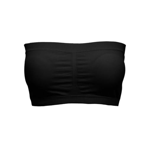 Alleen Damen Trägerlos Gepolster BH Atmungsaktiv Stretch Bra Ohne Bügel Nahtlos Bandeau (S, Schwarz) von Alleen