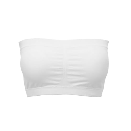 Alleen Damen Trägerlos Gepolster BH Atmungsaktiv Stretch Bra Ohne Bügel Nahtlos Bandeau (S, Weiß) von Alleen