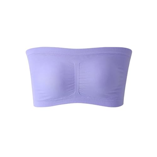 Alleen Damen Trägerlos Gepolster BH Atmungsaktiv Stretch Bra Ohne Bügel Nahtlos Bandeau (Violett, L) von Alleen